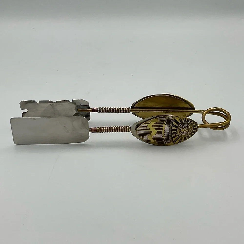 Vintage Copper & Stainless Steel Serving Tongs
